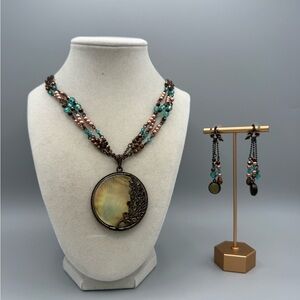 2028 copper necklace and earrings